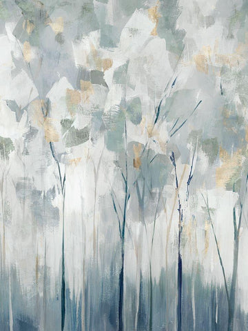 Blue Forest Adventure I  White Modern Wood Framed Art Print with Double Matting by Ian C