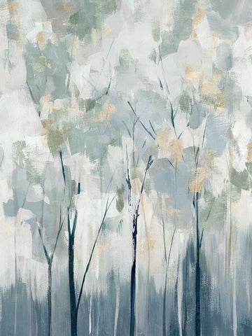 Blue Forest Adventure II  White Modern Wood Framed Art Print with Double Matting by Ian C