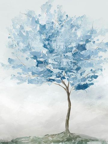 Blue Tree I  Black Ornate Wood Framed Art Print with Double Matting by Ian C