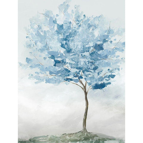 Blue Tree I  Black Modern Wood Framed Art Print by Ian C