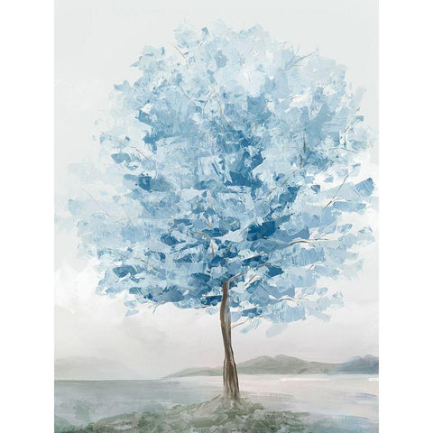 Blue Tree II White Modern Wood Framed Art Print by Ian C