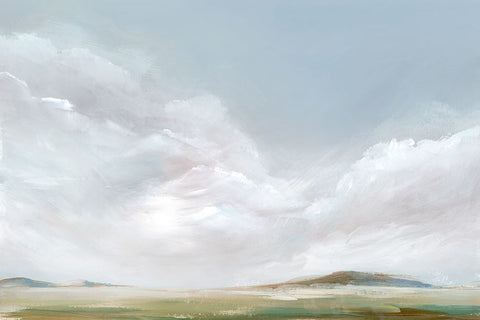 Rolling Pink Clouds White Modern Wood Framed Art Print with Double Matting by Ian C