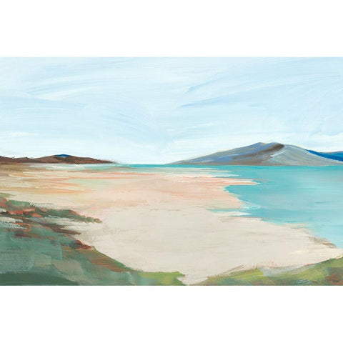 Sunny Beach Shore I Black Modern Wood Framed Art Print with Double Matting by Ian C