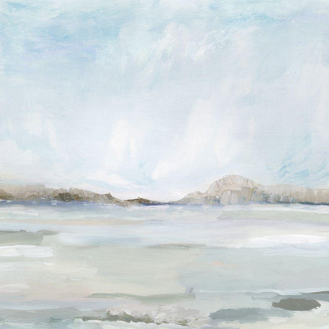 Calm Coastal White Modern Wood Framed Art Print by Ian C