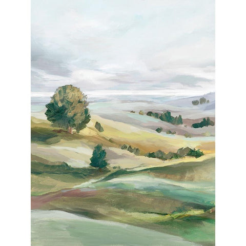 Green Pastures I Black Modern Wood Framed Art Print with Double Matting by Ian C
