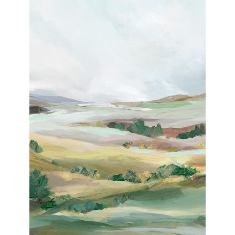 Green Pastures II Gold Ornate Wood Framed Art Print with Double Matting by Ian C