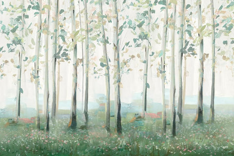 Wildflower Forest White Modern Wood Framed Art Print with Double Matting by Ian C