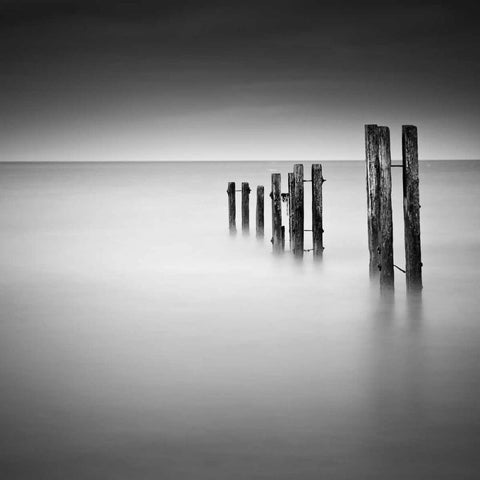 Breakers Whitley Bay Black Modern Wood Framed Art Print by Barber, Ian