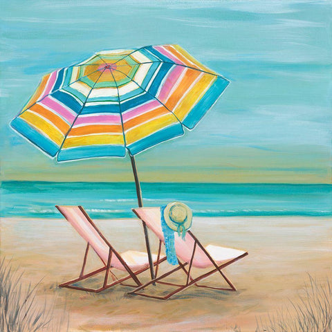 Two By The Sea II White Modern Wood Framed Art Print with Double Matting by Joy, Julie