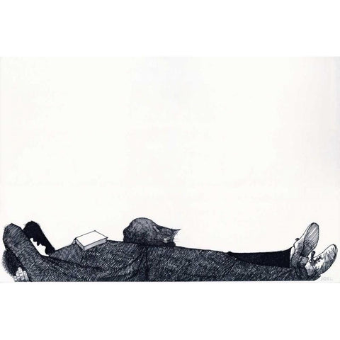 Nap Black Modern Wood Framed Art Print with Double Matting by JOEL