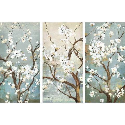 Triptych in Bloom Black Modern Wood Framed Art Print by Jensen, Asia