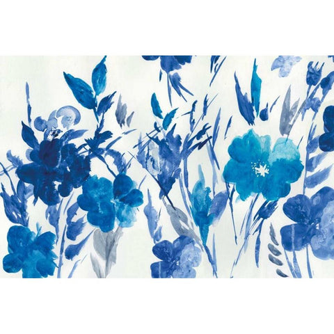 Blue Meadow  Black Modern Wood Framed Art Print with Double Matting by Jensen, Asia