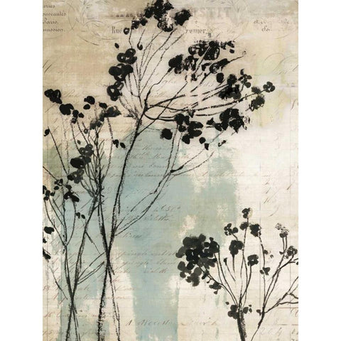 Inky Floral I Black Modern Wood Framed Art Print with Double Matting by Jensen, Asia
