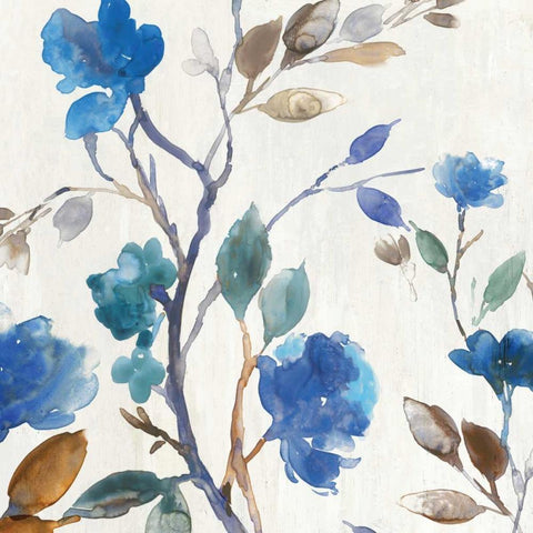 Cobalt Peony I Black Ornate Wood Framed Art Print with Double Matting by Jensen, Asia