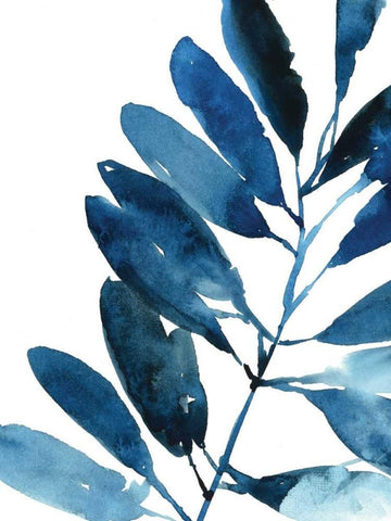 Sapphire Stems IV White Modern Wood Framed Art Print with Double Matting by Jensen, Asia