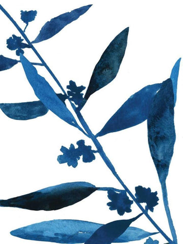 Sapphire Stems VIII White Modern Wood Framed Art Print with Double Matting by Jensen, Asia