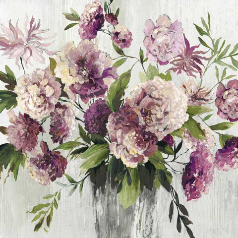 Violet Bouquet Black Ornate Wood Framed Art Print with Double Matting by Jensen, Asia