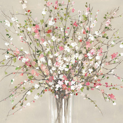 Peach Blossom White Modern Wood Framed Art Print with Double Matting by Jensen, Asia