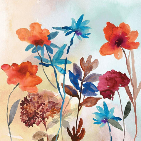 Spring Mix II White Modern Wood Framed Art Print with Double Matting by Jensen, Asia