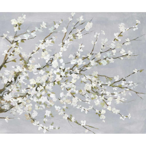 White Blossoms Black Modern Wood Framed Art Print by Jensen, Asia