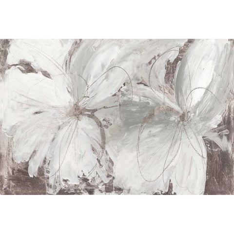 Silver Floral Black Modern Wood Framed Art Print by Jensen, Asia