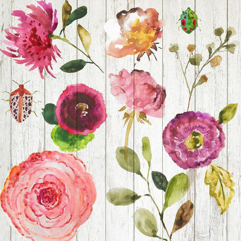 Folk Gardens I White Modern Wood Framed Art Print with Double Matting by Jensen, Asia