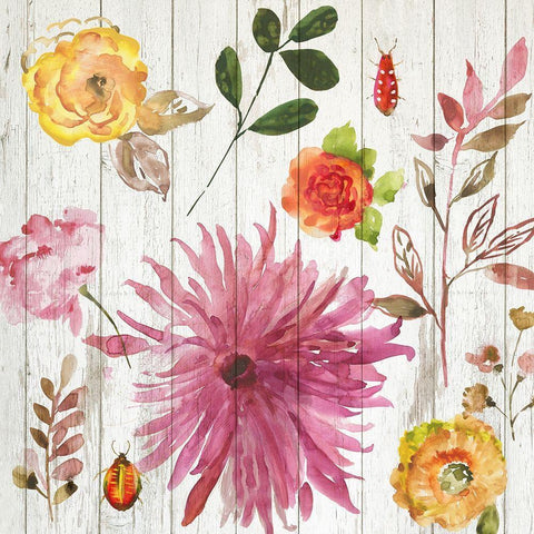 Folk Gardens II Gold Ornate Wood Framed Art Print with Double Matting by Jensen, Asia