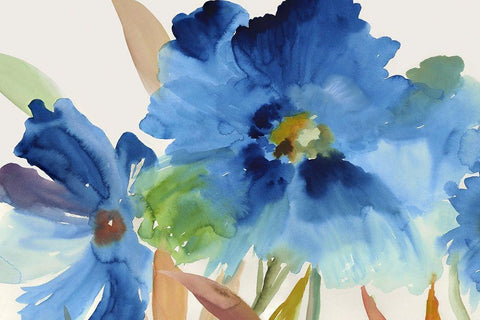 Indigo Bloom Black Ornate Wood Framed Art Print with Double Matting by Jensen, Asia