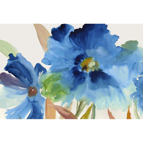 Indigo Bloom Black Modern Wood Framed Art Print with Double Matting by Jensen, Asia