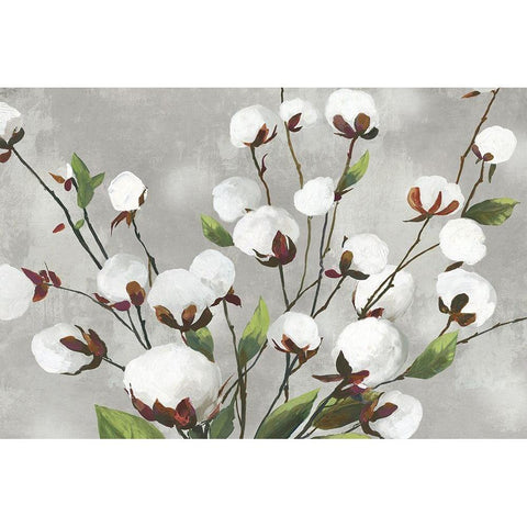 Cotton Ball Flowers I  White Modern Wood Framed Art Print by Jensen, Asia