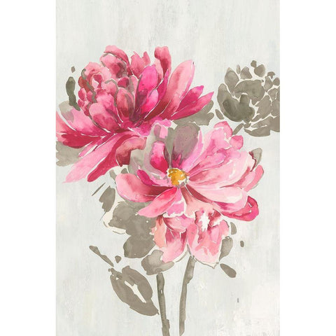 Ink Peony  White Modern Wood Framed Art Print by Jensen, Asia