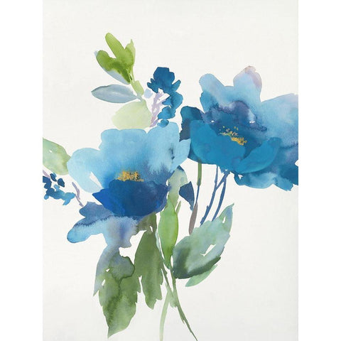 Blue Flower Garden II  Black Modern Wood Framed Art Print with Double Matting by Jensen, Asia