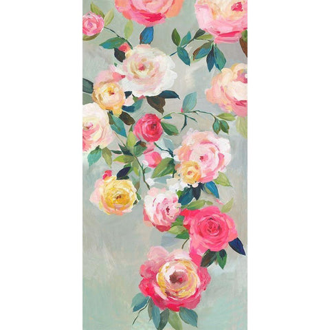 Cascade of Roses III  Black Modern Wood Framed Art Print with Double Matting by Jensen, Asia