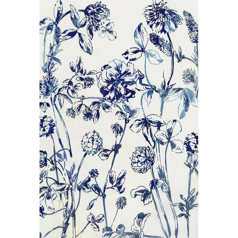 Blue Bloom Gold Ornate Wood Framed Art Print with Double Matting by Jensen, Asia