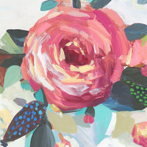 A Red Flower I Gold Ornate Wood Framed Art Print with Double Matting by Jensen, Asia