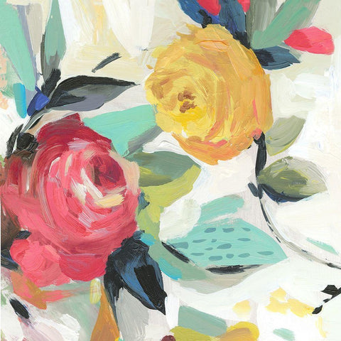 A Red Flower II Black Modern Wood Framed Art Print with Double Matting by Jensen, Asia