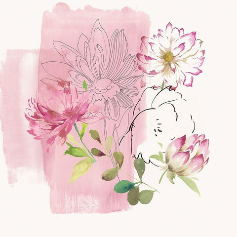 Mother Natures Flowers II White Modern Wood Framed Art Print with Double Matting by Jensen, Asia