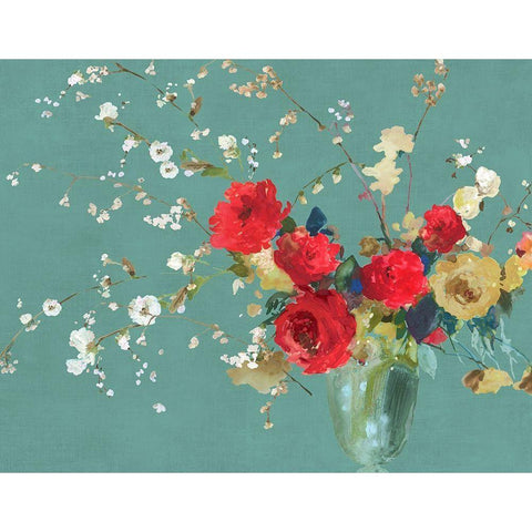 Bright Red Black Modern Wood Framed Art Print with Double Matting by Jensen, Asia