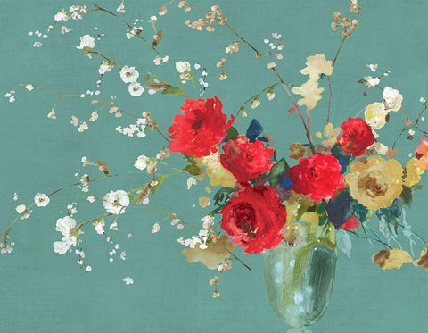 Bright Red White Modern Wood Framed Art Print with Double Matting by Jensen, Asia