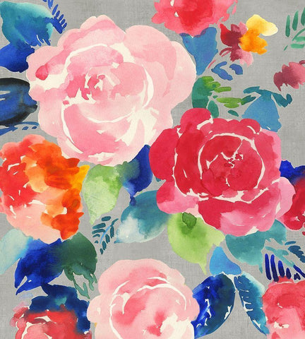 Bright Floral  Black Ornate Wood Framed Art Print with Double Matting by Jensen, Asia