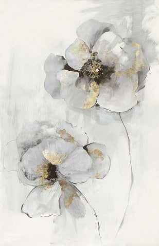 Silver Finesse I Black Ornate Wood Framed Art Print with Double Matting by Jensen, Asia