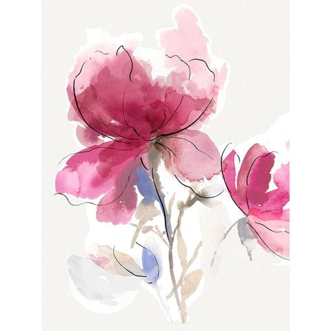 Rosy Bloom I  Black Modern Wood Framed Art Print by Jensen, Asia