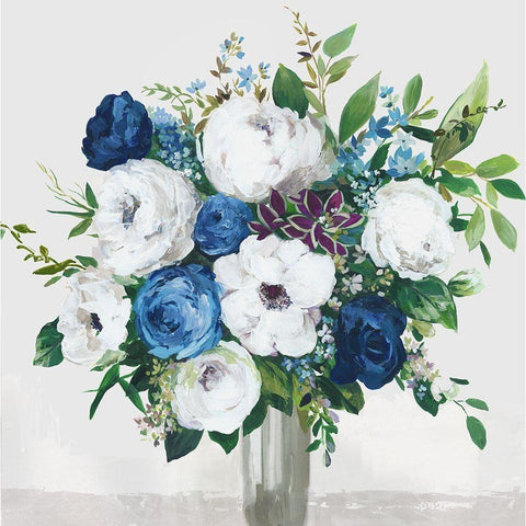 White-Blue Symphony Black Modern Wood Framed Art Print by Jensen, Asia