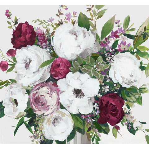 Burgundy Splashes White Modern Wood Framed Art Print by Jensen, Asia