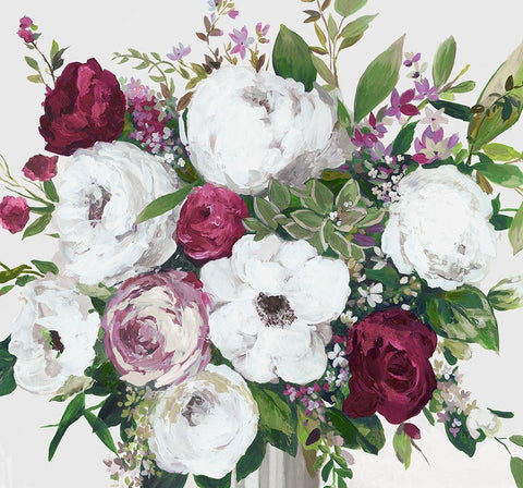 Burgundy Splashes Black Ornate Wood Framed Art Print with Double Matting by Jensen, Asia