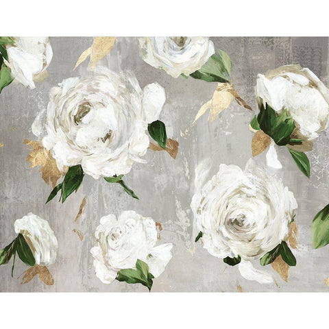 White Peony Garden Black Modern Wood Framed Art Print by Jensen, Asia