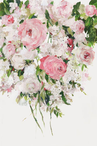 Cascading Pink  White Modern Wood Framed Art Print with Double Matting by Jensen, Asia