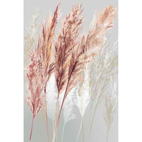 Blushing Pomp Grass I  White Modern Wood Framed Art Print by Jensen, Asia
