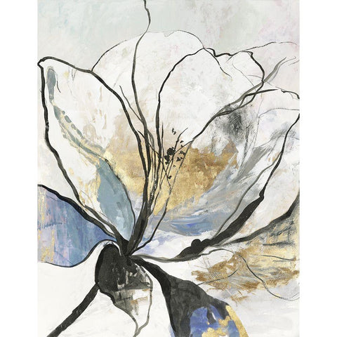 Outlined Floral I Black Modern Wood Framed Art Print with Double Matting by Jensen, Asia