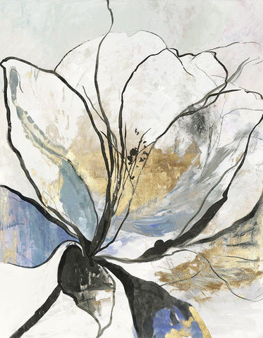 Outlined Floral I White Modern Wood Framed Art Print with Double Matting by Jensen, Asia